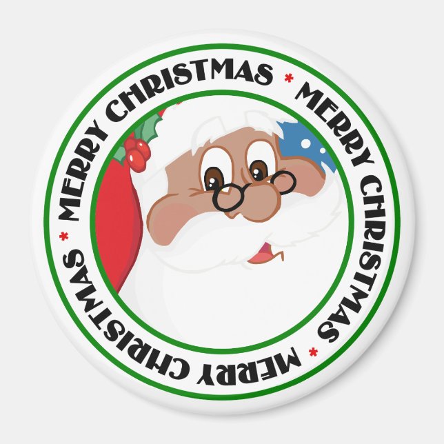 Imán Personalizado negro de Santa (azul) (Frente)