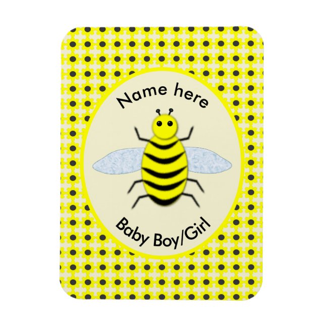 Imán Personalizado Neutral de Abeja Amarilla Cute Géner (Vertical)
