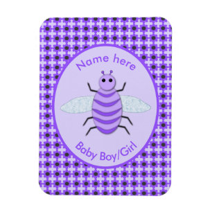 Imán Personalizado Neutral de Abeja Cute Purple Bee