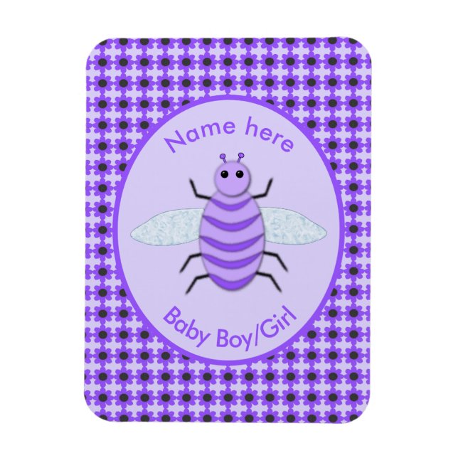 Imán Personalizado Neutral de Abeja Cute Purple Bee (Vertical)
