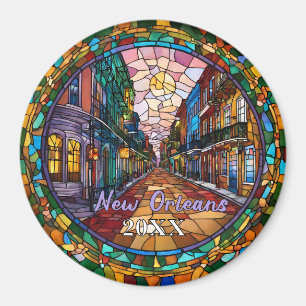 Imán Personalizado New Orleans Bourbon Street con fecha