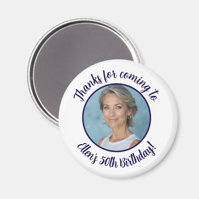 Imán Personalizado Nombre de la foto de la fiesta de cu (Anverso/Reverso)