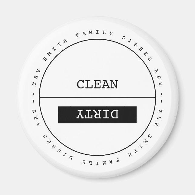 Imán Personalizado nombre familiar simple lavavajillas  (Frente)