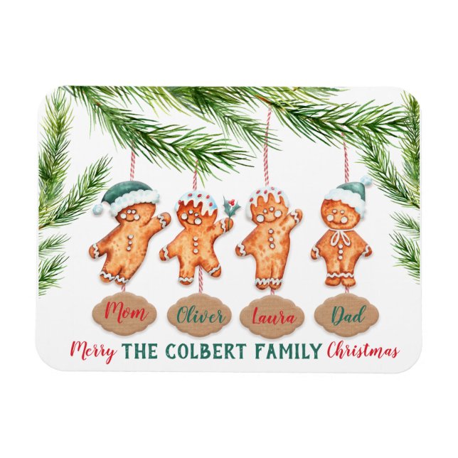Imán Personalizado nombres familiares Navidades gingerb (Horizontal)