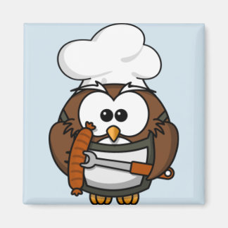 Imán Personalizado Owl Summer Barbecue Blue Magnet