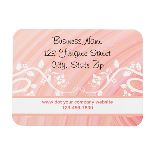 Imán Personalizado Peach Spiral Filigrree y Floral (Horizontal)