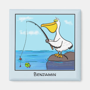 Imán Personalizado pelícano de pesca divertida