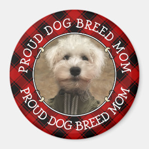 Imán Personalizado Perro Mamá Papá Fotograma Rojo y Neg