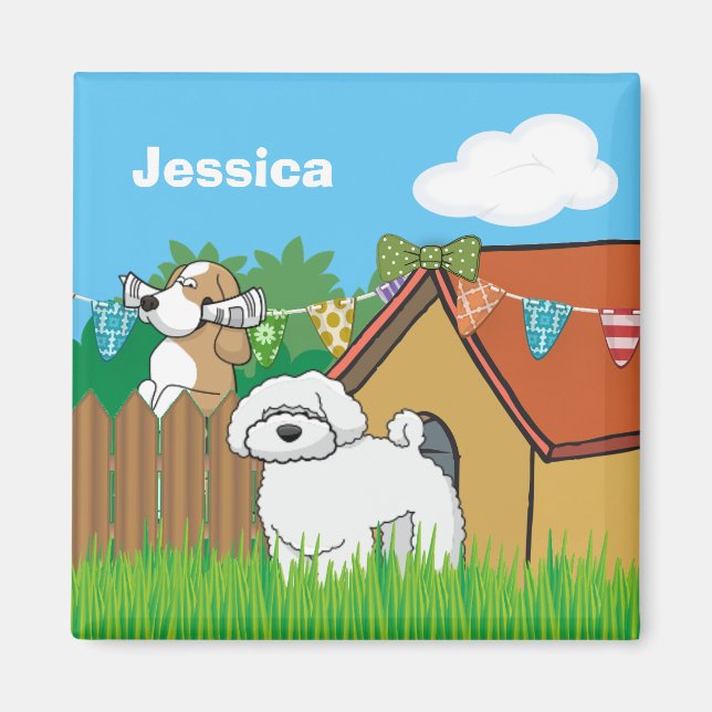 Imán Personalizado Personalizada de la Casa de Perros C (Frente)