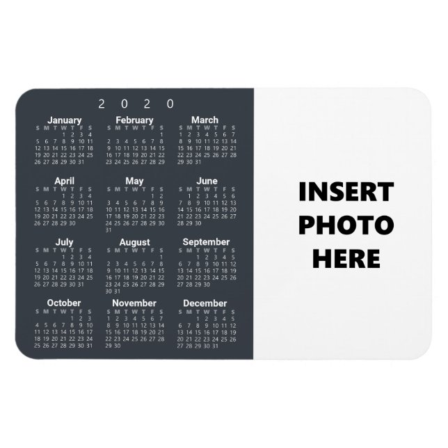 Imán Personalizado Photo 2020 Calendar Magnet | Gris de (Horizontal)