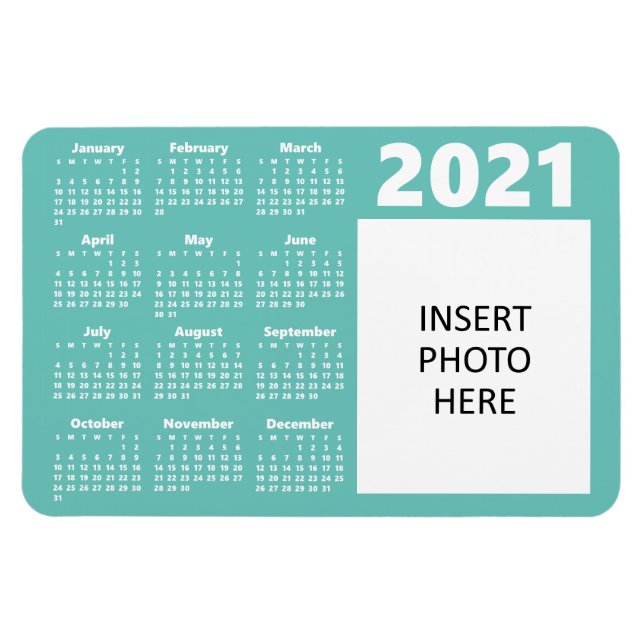 Imán Personalizado Photo 2021 Calendar Magnet | VERDE A (Horizontal)