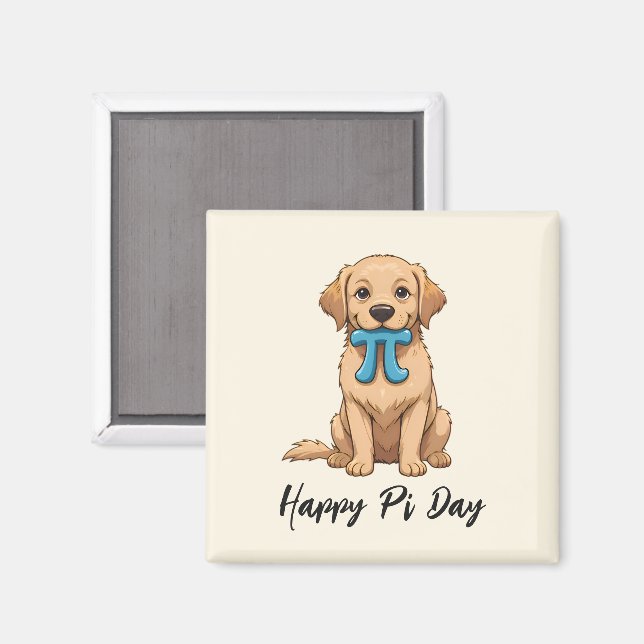 Imán Personalizado Pi Day Dog Con Símbolo Pi | Feliz Dí (Anverso/Reverso)