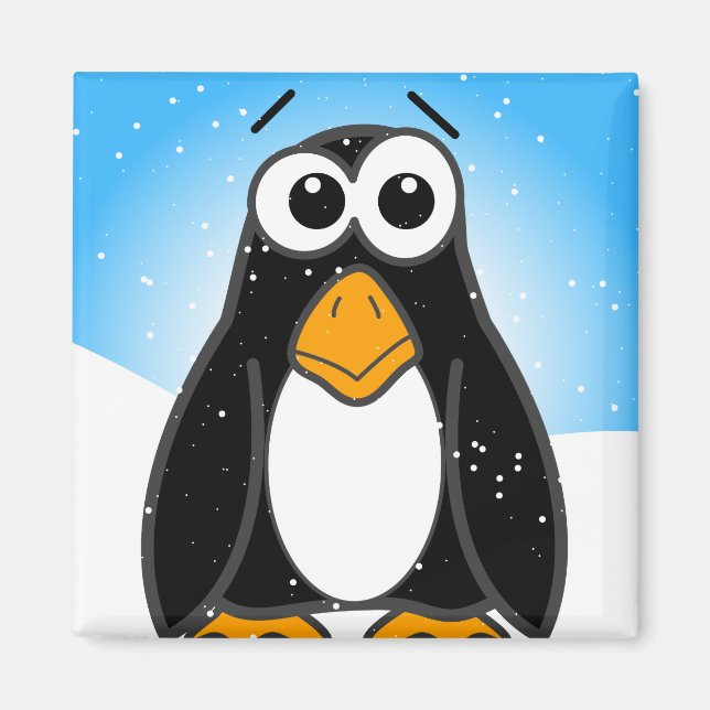 Imán Personalizado pingüino lindo azul ilustrado (Frente)