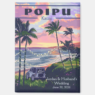 Imán Personalizado Poipu Kauai Boda 3 Magnet