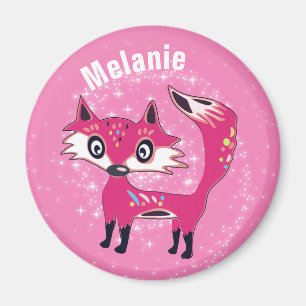Imán Personalizado por la zorra rosa chuleta