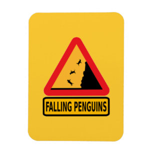 Imán personalizado, precaución, caída de pingüino, p
