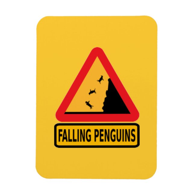 Imán personalizado, precaución, caída de pingüino, ping (Vertical)