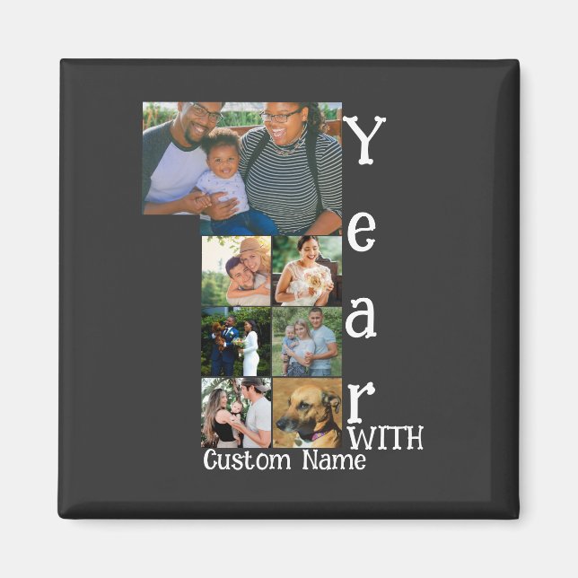 Imán Personalizado primer aniversario boda 7 collage de (Frente)