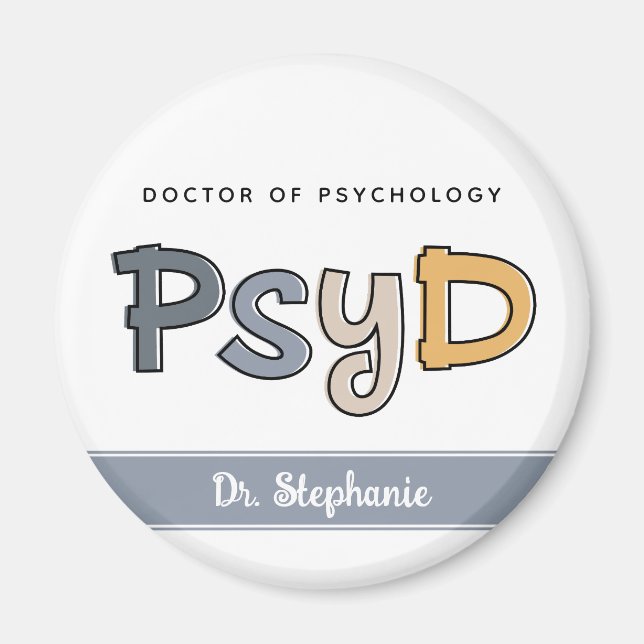 Imán Personalizado PsyD Médica de Psicóloga (Frente)