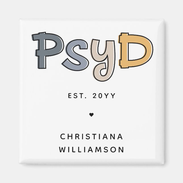 Imán Personalizado PsyD Médica de Psicóloga (Frente)