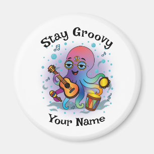 Imán Personalizado   Pulpo Retro   Nombre y Texto