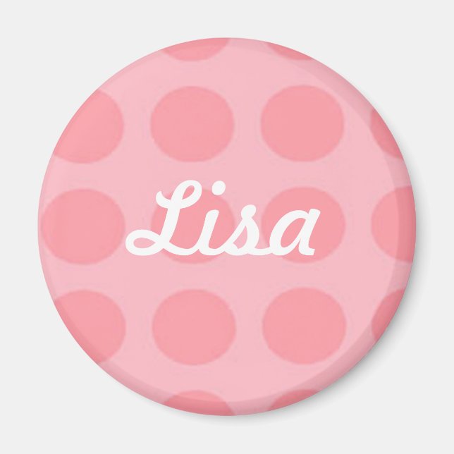 Imán Personalizado Punto Polka Rosa Magnet (Frente)