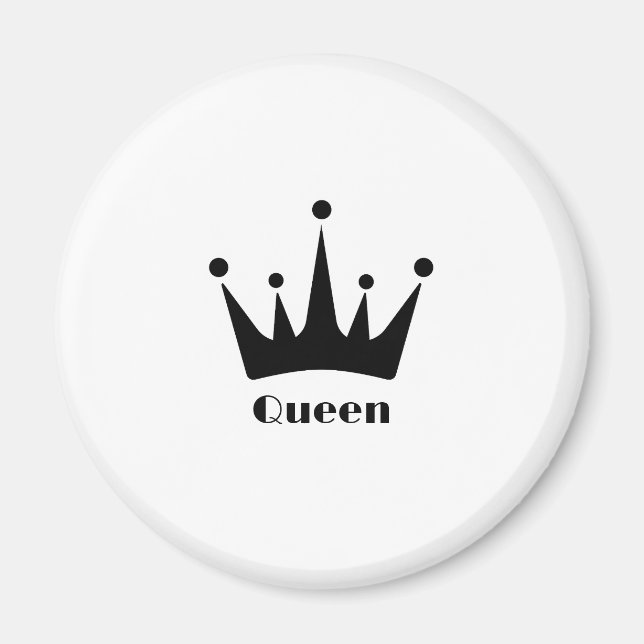 Imán Personalizado Queen Text Black Color Crown Image (Frente)