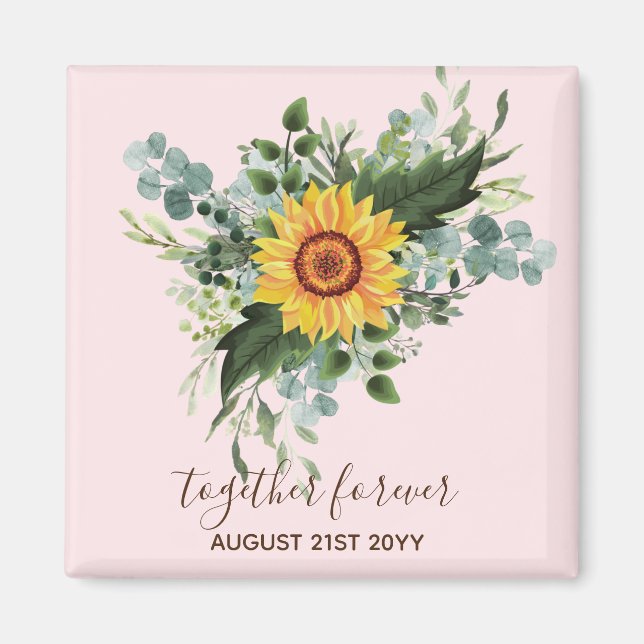 Imán Personalizado Recién Matrimonios Rústicos Eucalypt (Frente)