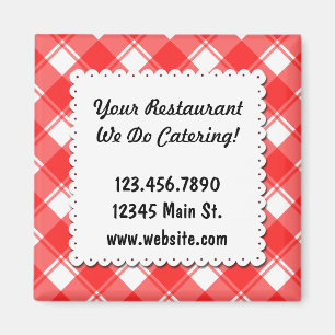 Imán Personalizado Restaurante Business Red Plaid Magne