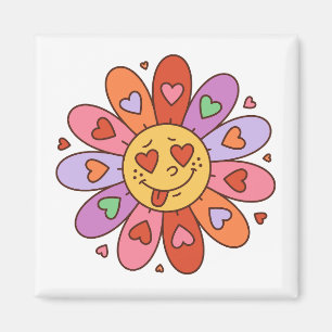 Imán personalizado retro groovy amante hippie daisy flo