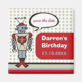 Imán Personalizado Retro Robot Cute Niños Fiesta de Cum