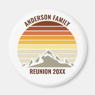 Imán Personalizado Retro Sunset Mountain Fiesta de Reun