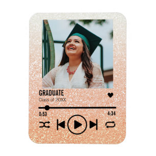 Imán Personalizado Rosa de Oro Graduación Foto Lista de