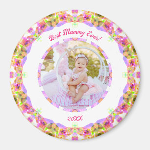 Imán Personalizado Rosa Día de la Madre mejor foto de M