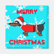 Personalizado Santa Dachshund Dog Square Magnet