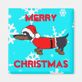 Imán Personalizado Santa Dachshund Dog Square Magnet