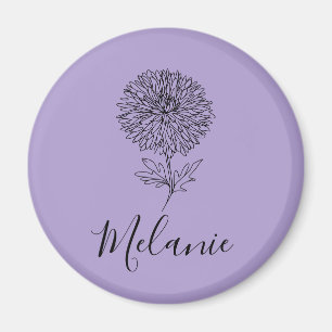 Imán Personalizado Setiembre Aster Nace Regalo de flore
