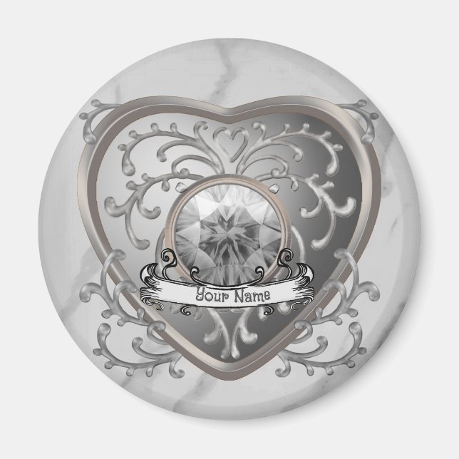 Imán Personalizado Silver Jewel Fairy Heart imnet (Frente)