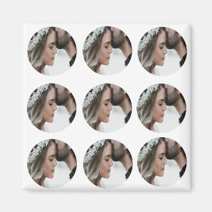 Imán personalizado simple añadir collage de fotos circu