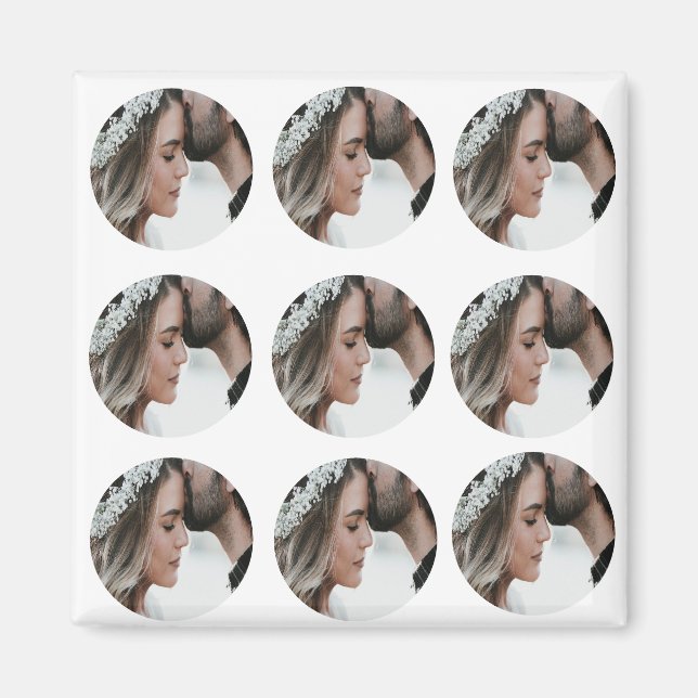 Imán personalizado simple añadir collage de fotos circu (Frente)