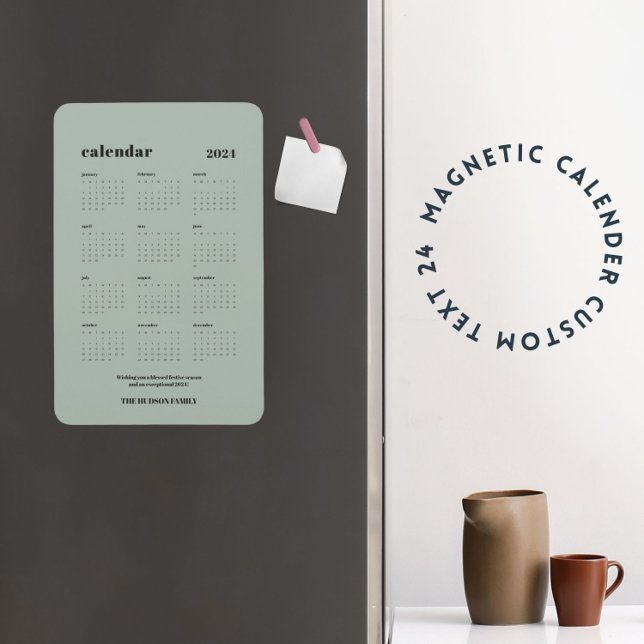 Imán Personalizado SImple Moda 2024 Dusty Green Calenda (Subido por el creador)