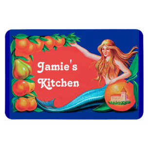 Imán Personalizado Sirena y Naranjas Cocina Magnet