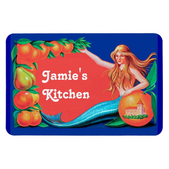 Imán Personalizado Sirena y Naranjas Cocina Magnet (Horizontal)