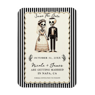 Imán Personalizado Skeleton Bride + Groom Save the Date