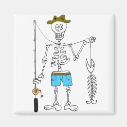 Imán Personalizado Skeleton Fisherman en Skeleton Fish