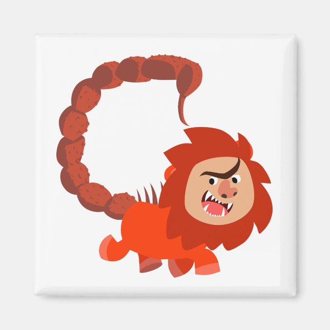 Imán Personalizado sonriente Cute Manticore Magnet (Frente)