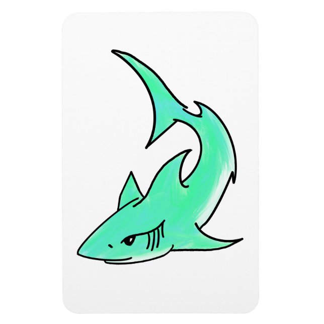 Imán personalizado sonriente menta de tiburón azul verd (Vertical)