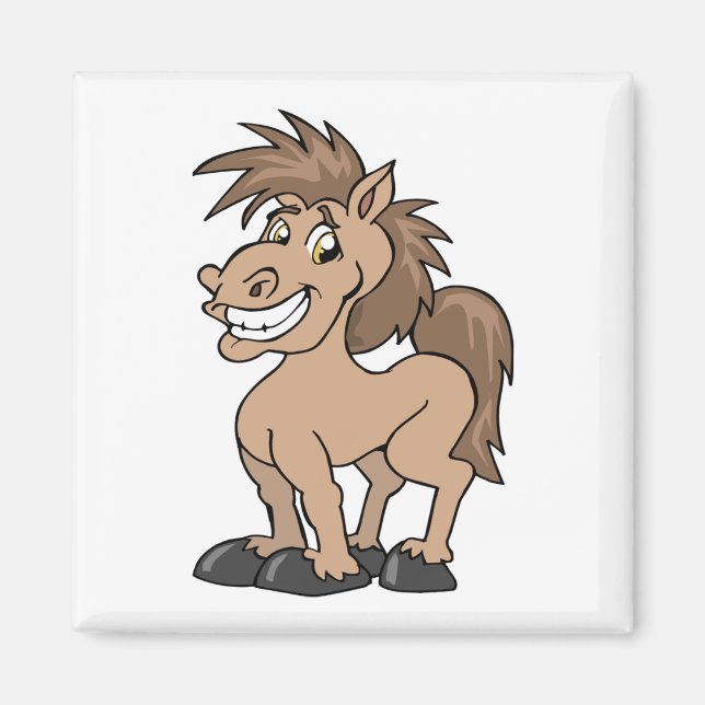 Imán Personalizado sonriente Pony Silly Horse (Frente)