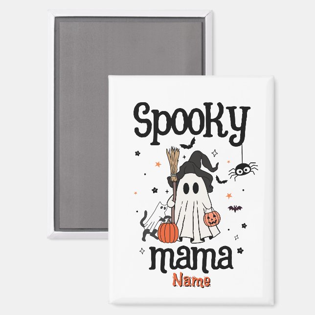 Imán Personalizado Spooky Mama Halloween - Fantasma, Ga (Anverso/Reverso)