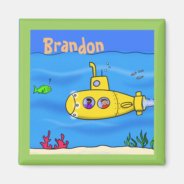 Imán Personalizado submarino feliz (Frente)
